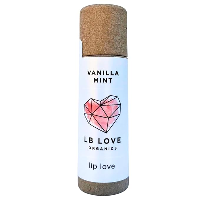 Plastic Free Lip Love | Jumbo Organic Lip Balm | Organic Beeswax and Plant Based | Zero Waste Natural Lip Balm (Vanilla Mint)