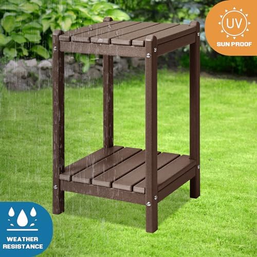 LZRS 24" Double Adirondack Outdoor Side Table, Pool Composite Patio Table - Image 7