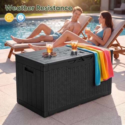 Flamaker Outdoor Storage Box 100 Gallon Waterproof Resin Deck Box - Image 6