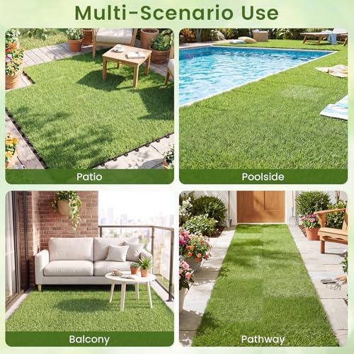 GIANTEX Artificial Grass Interlocking Deck Tiles, Snap-Together Outdoor Grass - Image 4