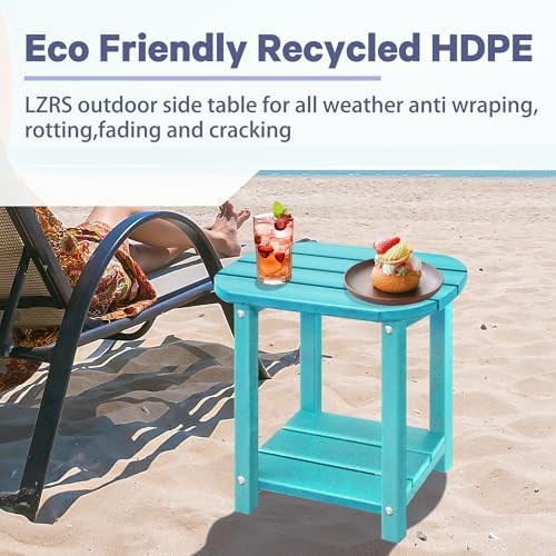 LZRS 2-Tier Patio Side Table, Heavy Duty HDPE Outdoor End Table - Image 7