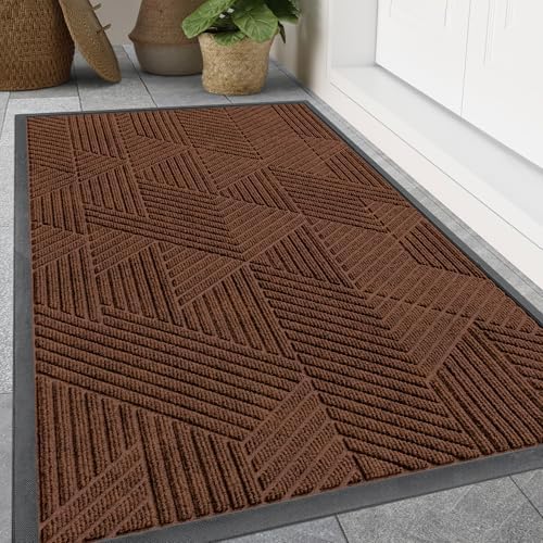 Smiry Front Door Mat Outside Entrance, Low Profile Rubber Doormat by Smiry