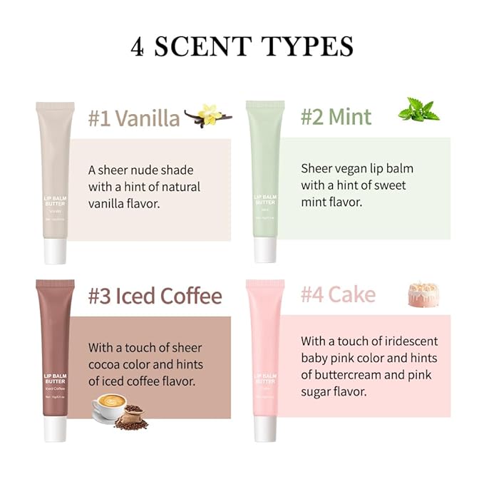 Summer Butter Lip Balm, Moisturizing Hydrating Natural Lip Care, Rich in Nutrients for Soft Smooth Lips (Iced Coffee)