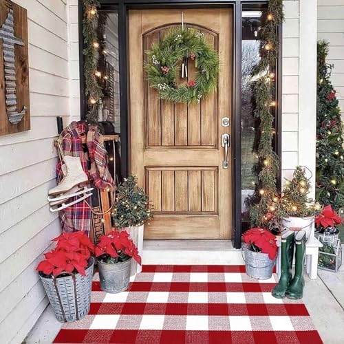 Christmas Plaid Outdoor Rug, Layering Rug - Image 3