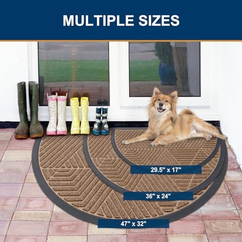 Smiry Half Circle Front Door Mat Outside Entrance, Rubber Doormat - Image 2