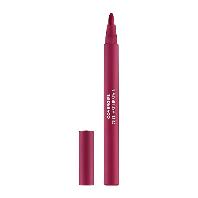 COVERGIRL Outlast, 05 All-Star, Lipstain, Smooth Application, Precise Pen-Like Tip, Transfer-Proof, Satin Stained Finish, Vegan Formula, 0.06oz