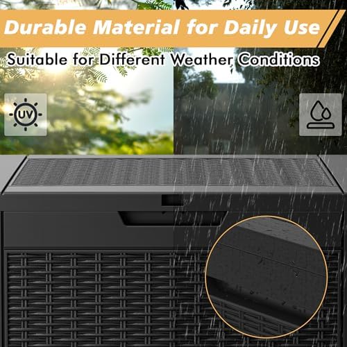 Fancyango 35 Gallon Waterproof Deck Box, Resin Outdoor Storage Box - Image 3
