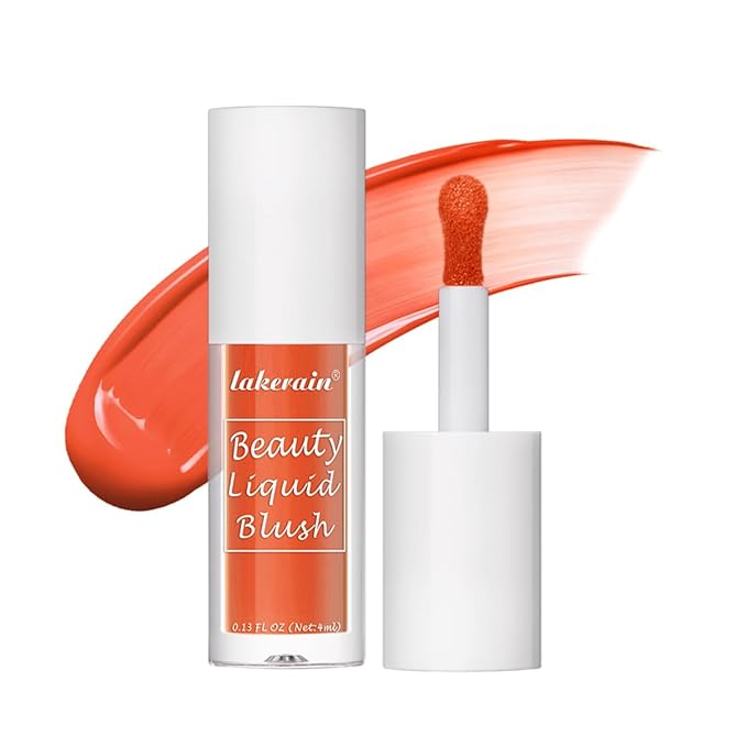 Liquid Blush for Cheeks Makeup Face Blush, Weightless Cream Formula, Smudge Proof Long-Wearing Pigmented Blush, Natural Look Makeup Face Blushes, Shimmer Finish, Dainty - 06# Vibrant orange