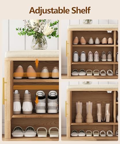 Fluted Shoe Storage Bench, Entryway Bench - Image 4