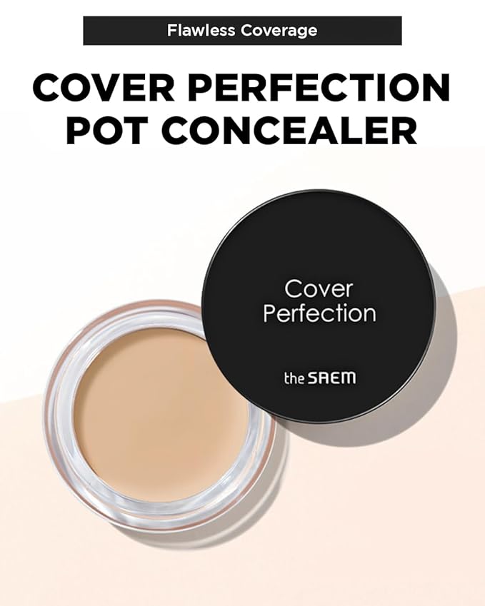 THESAEM Cover Perfection Pot Concealer #0.5 Ice Beige - High Adherence & Coverage Balm, Conceals Blemish & Acne Spots, Matte Finish Sebum Control for Oily and Combination Skin