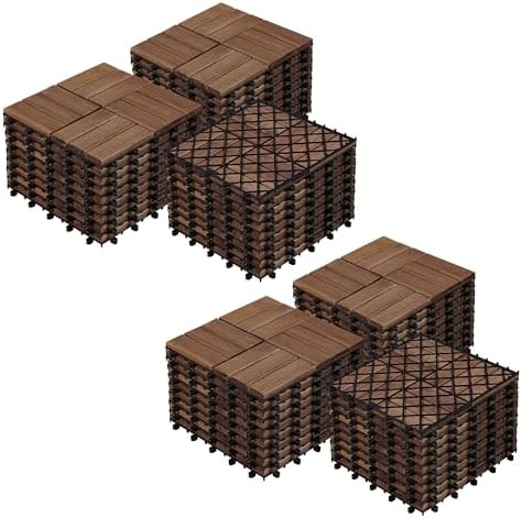 Yaheetech 54PCS Acacia Wood Deck Tiles Interlocking Patio Flooring by Yaheetech
