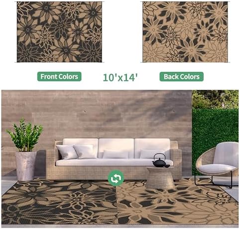 GENIMO Outdoor Rug, Waterproof Plastic Rugs 10'x14' - Image 2