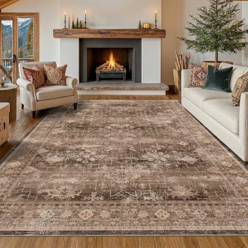 Hazo Haus Brown Rug for Living Room 10x14 by HazoHaus