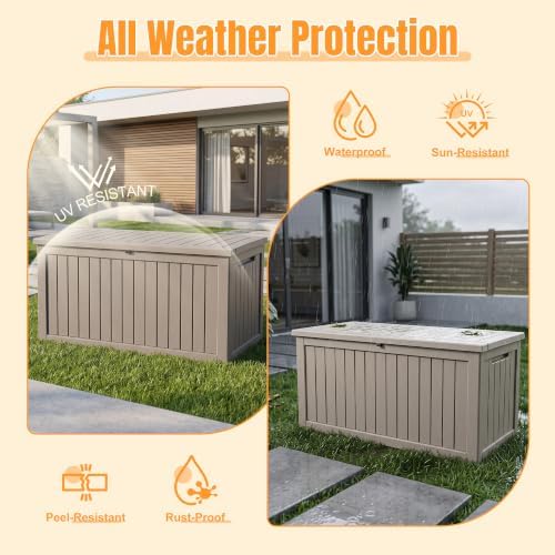 Outdoor Storage Box, 360 Gallon Waterproof Resin Deck Box - Image 2