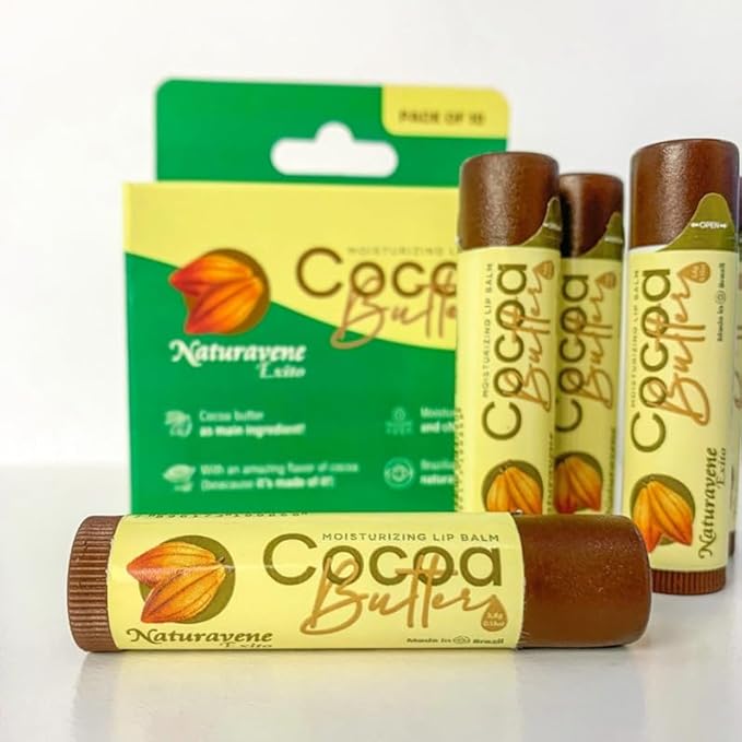 Moisturizing Lip Balm Cocoa Butter Box of 10, Moisturizing Hydrated Lips, Ligth Yellow, 0.13 Fl Oz, 1