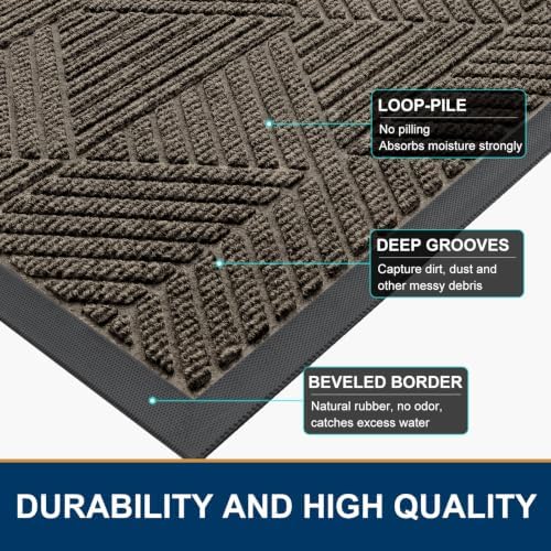 Smiry Front Door Mat Outside Entrance, Low Profile Rubber Doormat - Image 4