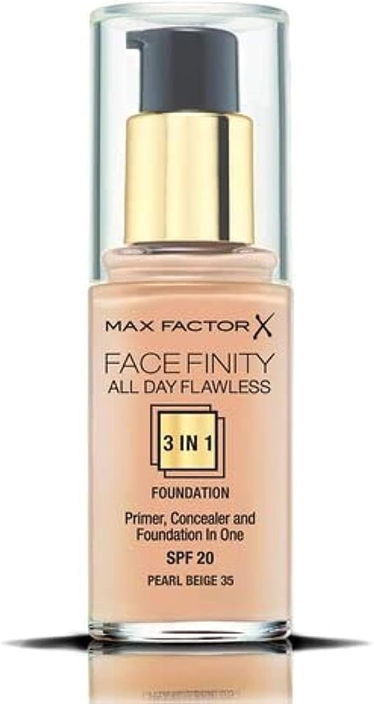 Max Factor Facefinity All Day Flawless 3 In 1 Foundation SPF 20, 30 Ml, 35 Pearl Beige