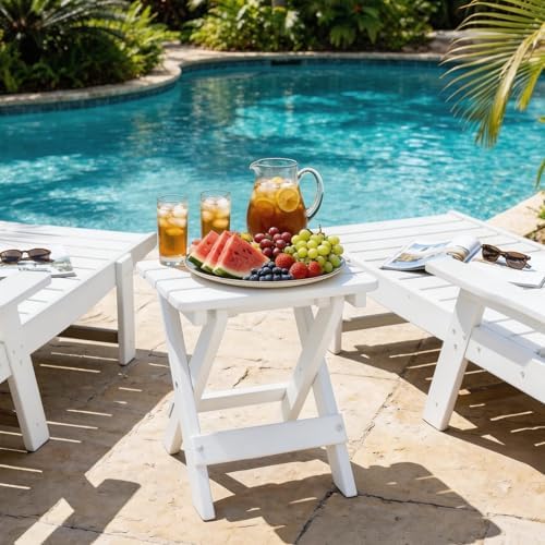 Folding Outdoor Side Table, Small HDPE Patio Table, All-Weather Compact - Image 2