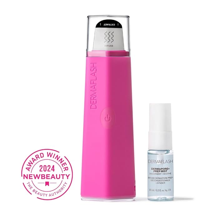 DERMAFLASH DERMAPORE+™ Ultrasonic 2-in-1 Pore Extractor and Serum Infuser, Pop Pink