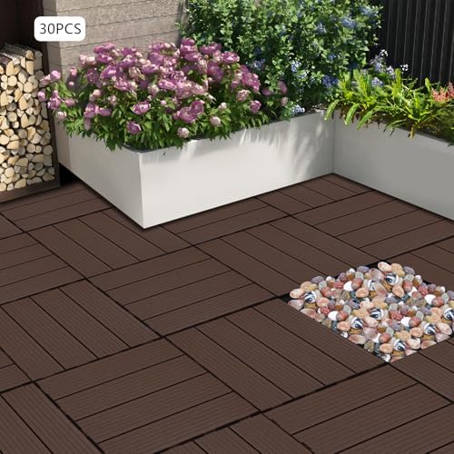 30 Pcs Interlocking Deck Tiles, 11.8 x11.8 Inch PVC Patio Pavers, High Load - Image 4