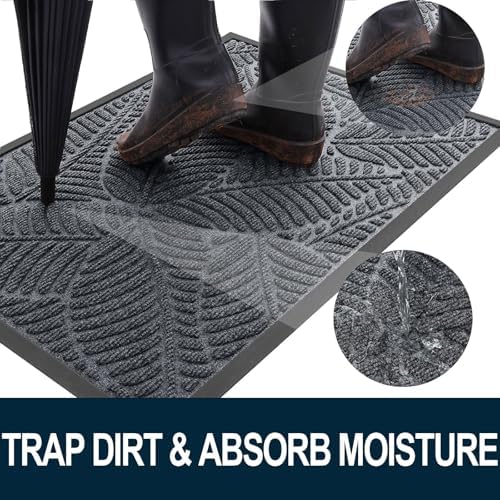 Colorxy Waterproof Front Doormat, Sturdy Natural Rubber Door Mat - Image 2