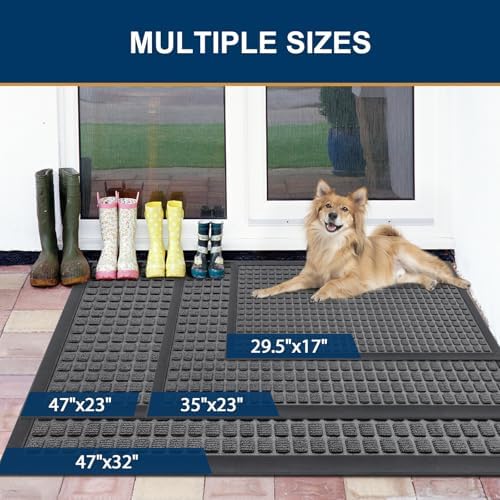 Smiry Front Door Mat Outside Entrance, Natural Rubber Doormat, 59x23 Inch - Image 6