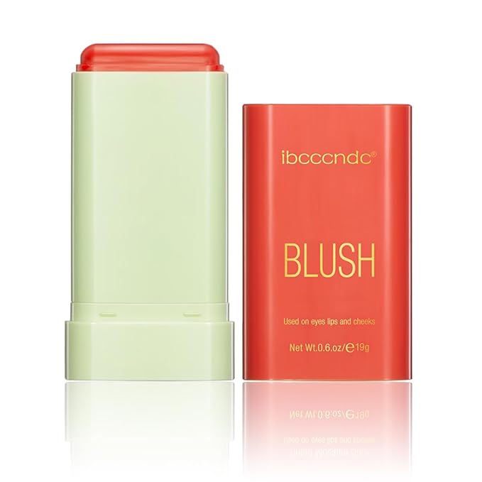 Multi-Use Makeup Blush Stick, 3-in-1 Cream Blush Stick Beauty Tinted Solid Blush Stick for Cheek/Eyes/Lips, Waterproof Moisturizer Stick, Suitable for All Skin (03# Coral Orange)