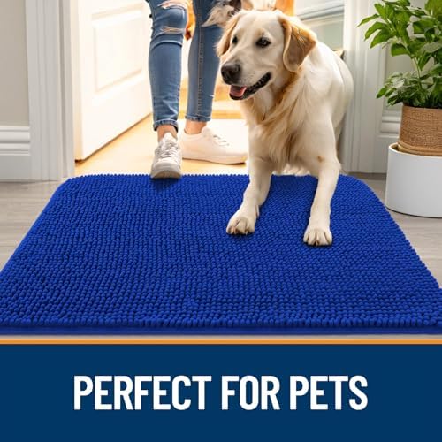 OLANLY Dog Door Mat for Muddy Paws 44x32, Super Absorbent Chenille Mud Mat - Image 6