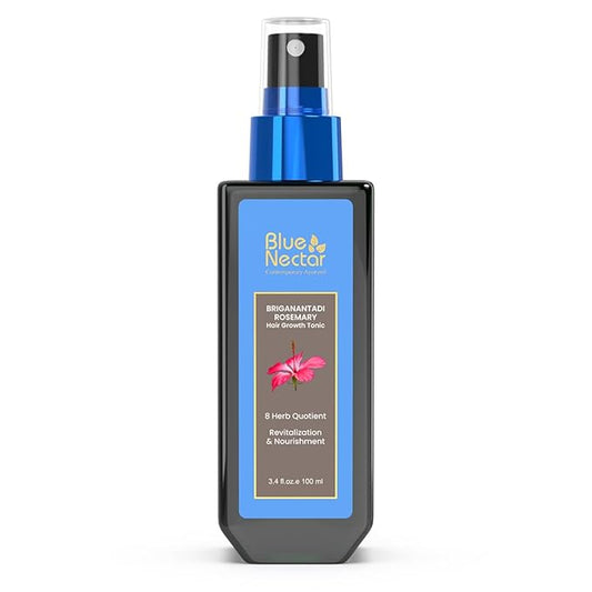 Blue Nectar Hair Growth Serum with Rosemary Oil for Hair Growth | Ayurvedic Hair Tonic Spray (8 Herbs, 3.38 Fl Oz)