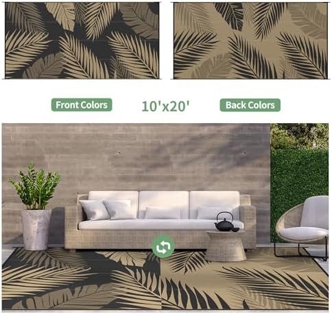 GENIMO Outdoor Rug, Waterproof Plastic Rugs 10'x20' - Image 2
