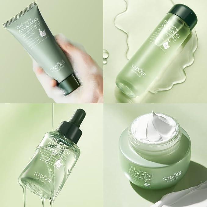 Avocado Skincare Sets, 6Pcs Skincare Gift Set with Facial Cleanser, Face Serum, Face Cream, Eye Cream, Toner, moisturizing Lotion, Anti Aging Skin Care Sets & Kits, Hydrating Facial Kit for women