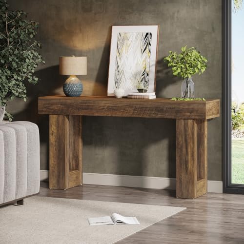 Tribesigns 63-Inch Long Console Table, Wooden Rectangular Sofa Table Behind The - Image 3