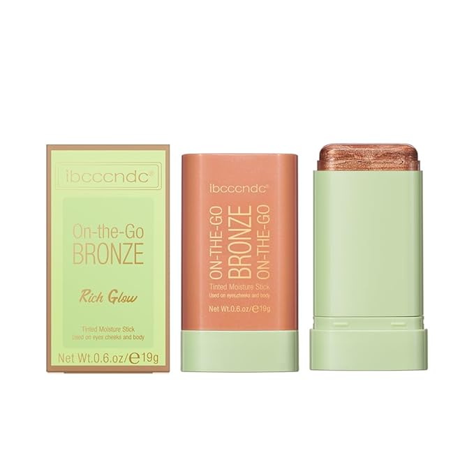 Multi-Use On The Go Bronzer Stick, Cream Contour Stick, Highlight Facial Stick Makeup, Glow Bronzer Stick for Women, Long-lasting Tinted Stick (3# Rich Glow)