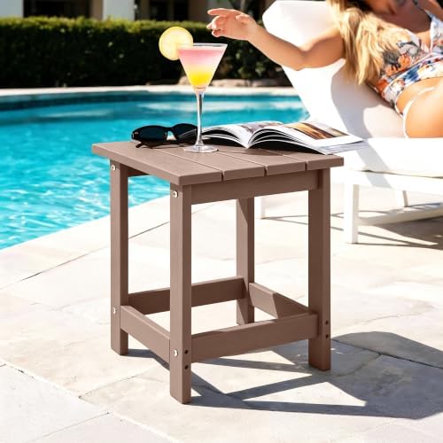 LZRS Patio Side Table, Heavy Duty HDPE Outdoor End Table - Image 2
