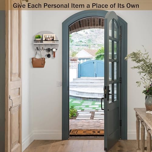 Key Holder Wall Mount with Shelf and Hooks, Mail Organizer - Image 2