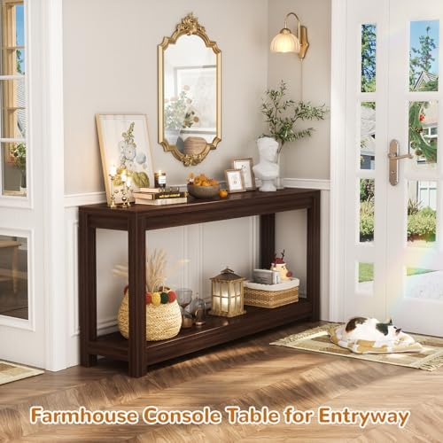 Besiost 47" Farmhouse Wood Entryway Table Narrow Console Table - Image 2