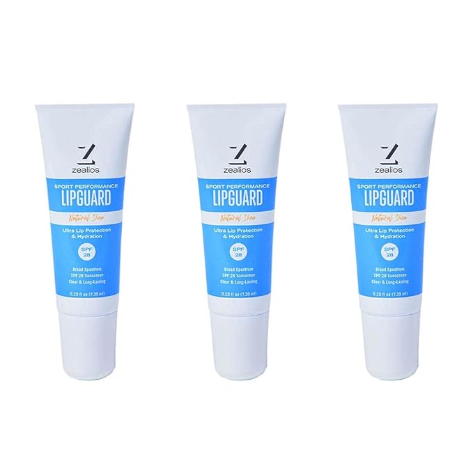 Zealios LipGuard - SPF 28 - UVA/UVB Sunscreen Protection & Repair Chapped Lips - Broad Spectrum Protection Lip Balm - Sensitive Skin Safe - Paraben Free Coconut Jojoba Oils Lip Applicator - Pack of 3