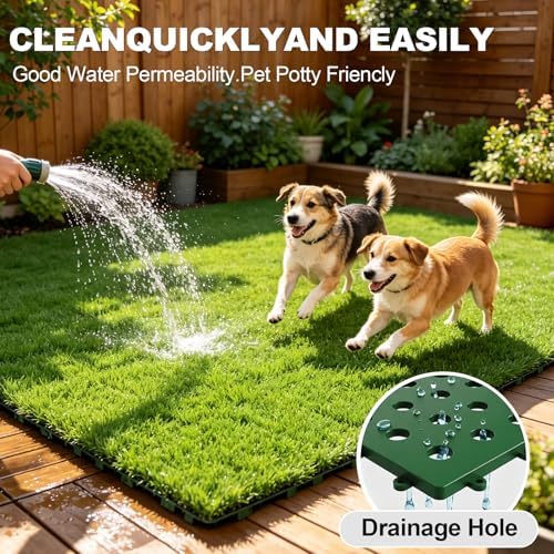 GOESWELL Interlocking Grass Tiles 12x12 Inch 16 Pack Drainage - Image 4
