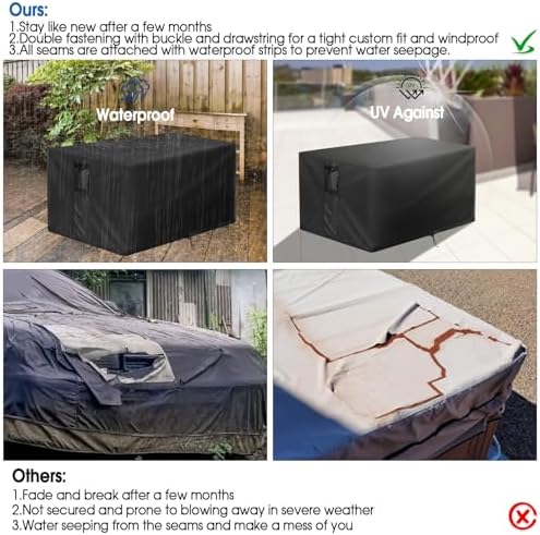 Fire Pit Cover Rectangle, 56 Inch Rectangular Firepit Covers, Waterproof Gas - Image 5