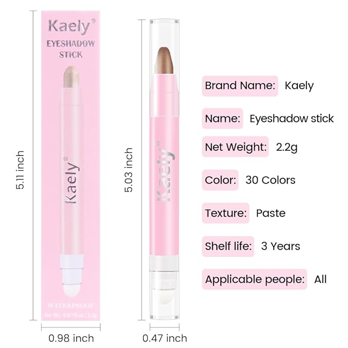 Kaely 2in1 Cream Eye Shadow Brightener Sticks for Eyes, Pencil Eyeshadow Applicator Stick Waterproof Pigmented, Eye Shadow Palette Highlighter Makeup, sombras para ojos, 21 Cocoa Shimmer