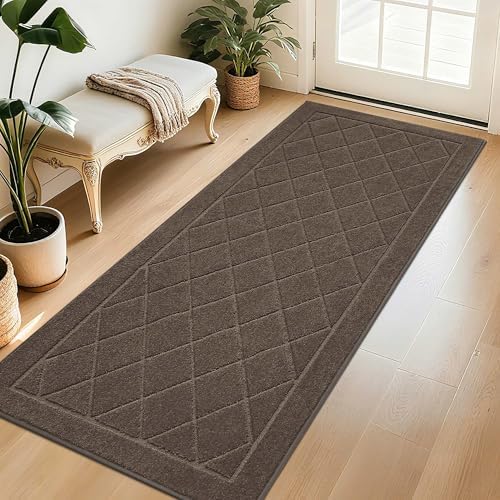 BEQHAUSE Dirt Trapper Door Mat 32" x 72", Doormat Non-Slip, Light Brown by BEQHAUSE