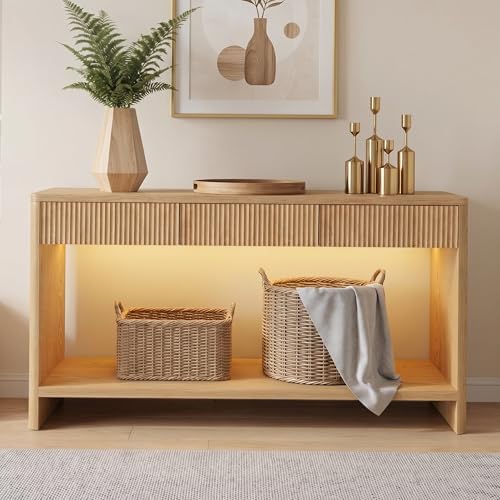 63" Fluted Entryway Console Table by Unknown