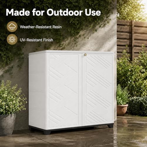 ADDOK Outdoor Storage Cabinet, 60 Gallon Waterproof Resin Patio Storage Cabinet - Image 3