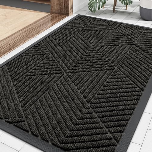 Smiry Front Door Mat Outside Entrance, Low Profile Rubber Doormat by Smiry