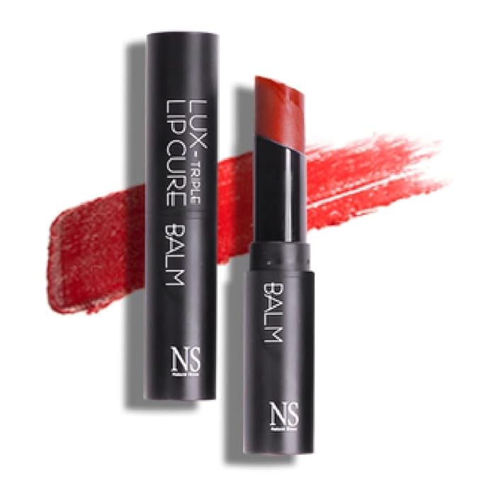 NATURAL SHINE Lux Triple Lip CURE Balm ATHENA (Red Orange) | Chapstick Hydration and Exfoliator | Overnight Lip Treatment Care Deep Nourishing for Dry Cracked Chapped Lips (0.17oz)