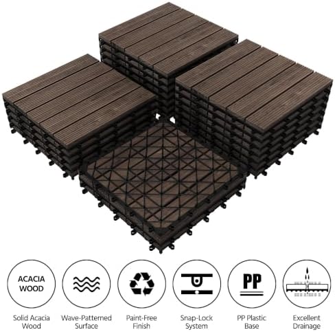 Topeakmart 27PCS Interlocking Deck Tiles 12x12 Patio Flooring - Image 4