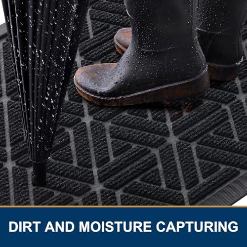 Smiry Front Door Mat Outside Entrance, Low Profile Rubber Doormat - Image 3