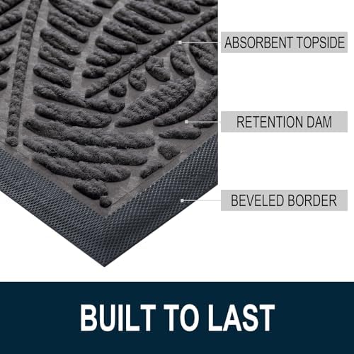 Colorxy Half Circle Waterproof Door Mat, Sturdy Rubber Doormat - Image 3