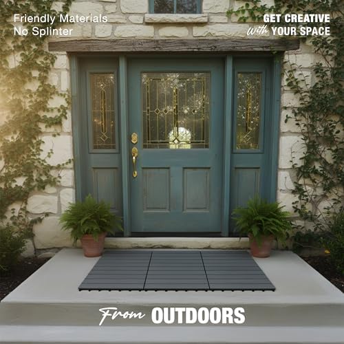 Acacia Wood Interlocking Deck Tiles, Patio & Backyard Tile, 12 in - Image 3