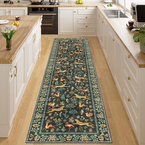 DUKINO 2x8 Washable Runner Rug, Non Slip Animal Kitchen Runner Rug by DUKINO